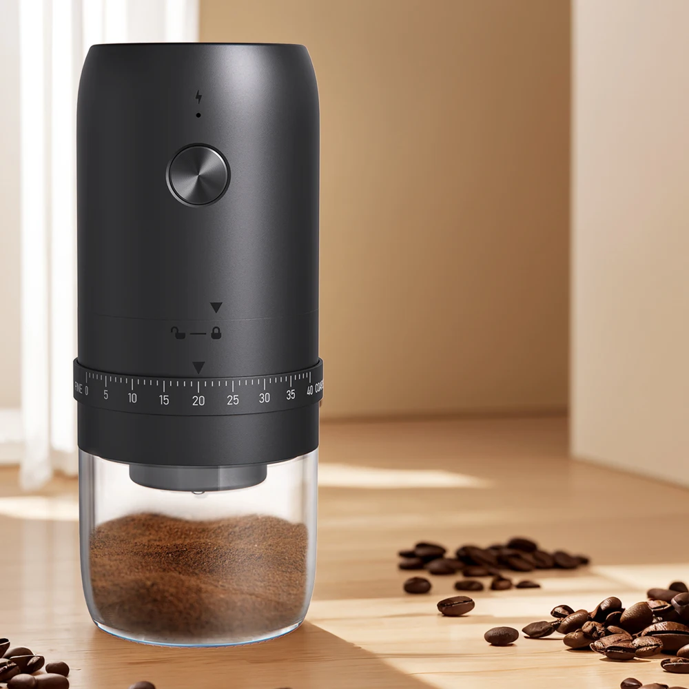 French Press Coffee Maker - เครื่องบดกาแฟไร้สาย, ปรับระดับการบดได้ 40 ระดับ, เครื่องบดไฟฟ้าแบบพกพา, เหมาะสำหรับเอสเพรสโซ,