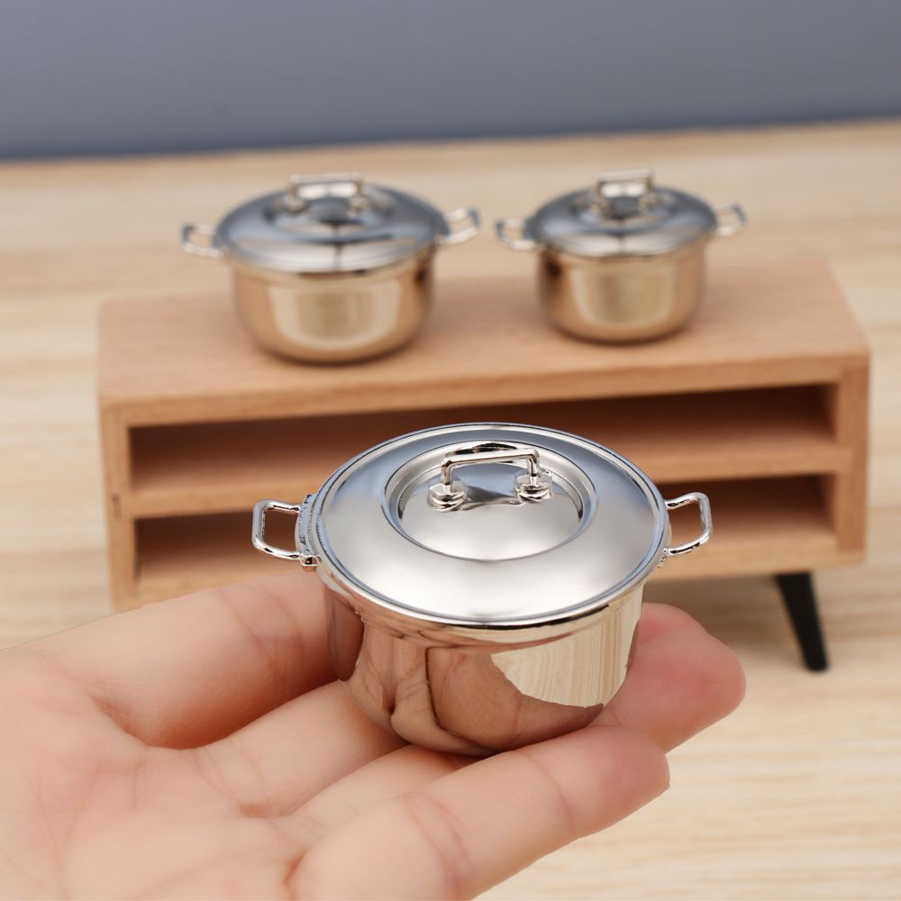 Kitchen Gadgets Sale - หม้อซุปขนาดเล็กพร้อมฝาปิด1/12อุปกรณ์เสริมสำหรับบ้านตุ๊กตาของเล่นทำอาหารเครื่องครัวครัวขนาดเล็กสำหรับบ้านตุ๊กตาเครื่องครัว
