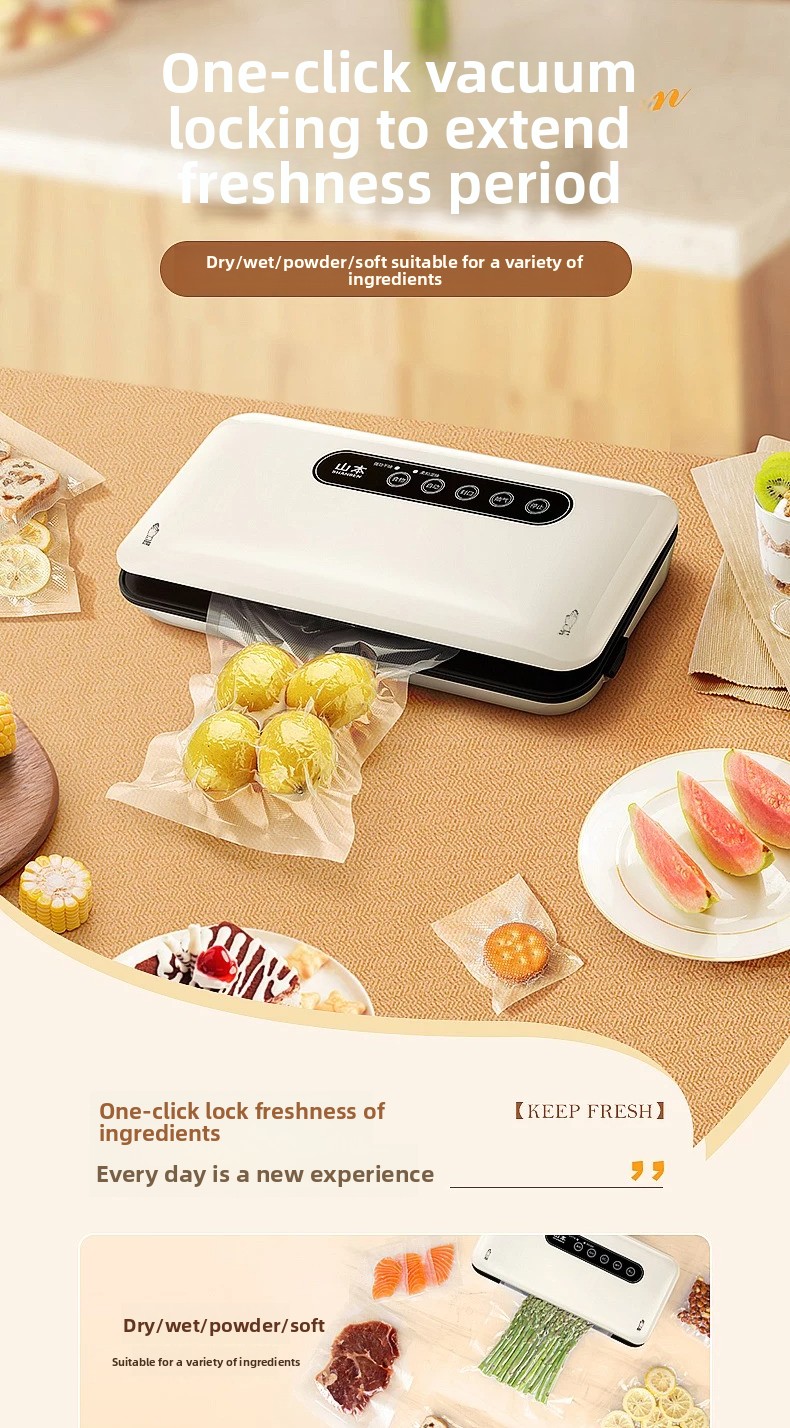 Food Vacuum Sealer - เครื่องซีลสูญญากาศขนาดเล็กแบบอัตโนมัติสำหรับใช้ในครัวเรือน เครื่องซีลอาหารสำหรับเก็บรักษาอาหารว่างให้สดใหม่