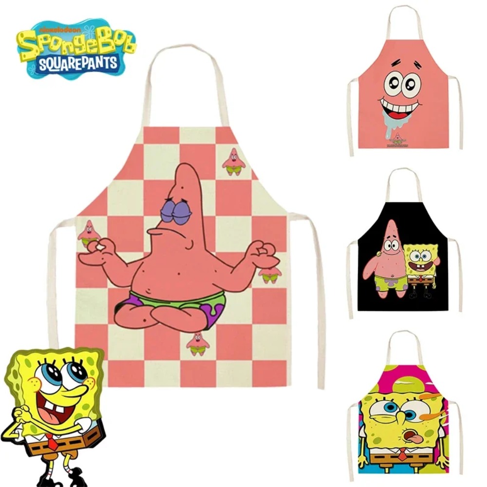 Kitchen Gadgets Sale - ผ้ากันเปื้อนลายสปองจ์บ็อบ แพทริค สำหรับผู้ใหญ่ ผ้าลินิน ลายการ์ตูน สำหรับทำอาหาร