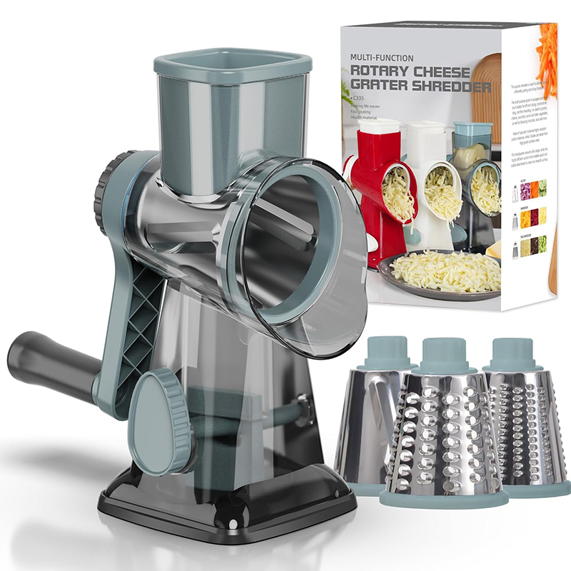 Korean Kitchen Gadgets - LMETJMA 3 in 1 โรตารี่เครื่องขูดชีสอเนกประสงค์เครื่องตัดผักถั่วลิสงเครื่องบดชีสผัก Shredder