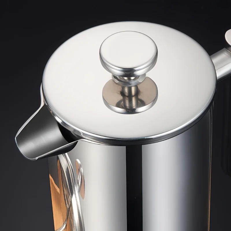 French Press Coffee Maker - เครื่องชงกาแฟเฟรนช์เพรสสแตนเลสขนาด 350 มล. ดีไซน์หรูหรา - ผนังสองชั้น