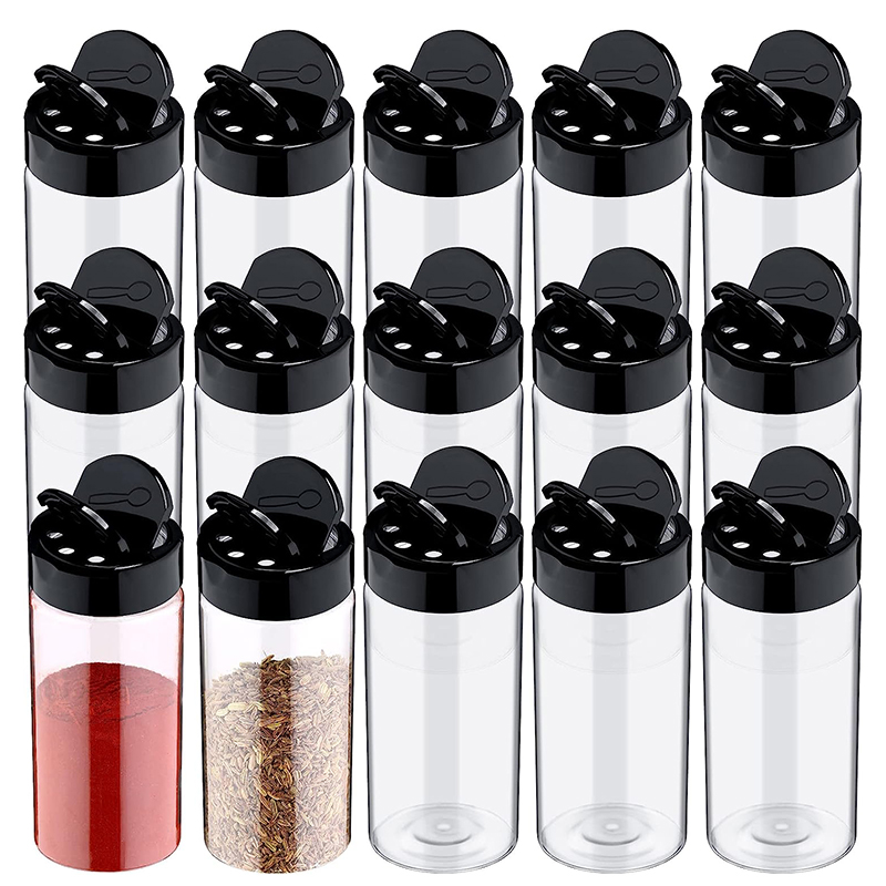 Korean Kitchen Gadgets - LMETJMA พลาสติกใสเครื่องเทศ Jar Shaker ฝาปิดเครื่องปรุงรสคอนเทนเนอร์สําหรับห้องครัวจัดเก็บผงเครื่องเทศ JT198