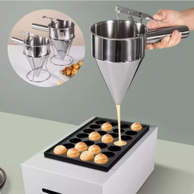 Kitchen Gadgets Sale - กรวยจ่ายของเหลวสแตนเลสขนาด 600/1200 มล., อุปกรณ์ทำโอ๊คโทปัสบอล, อุปกรณ์ครัวสำหรับทำอาหารพร้อมด้ามจับและขาตั้ง