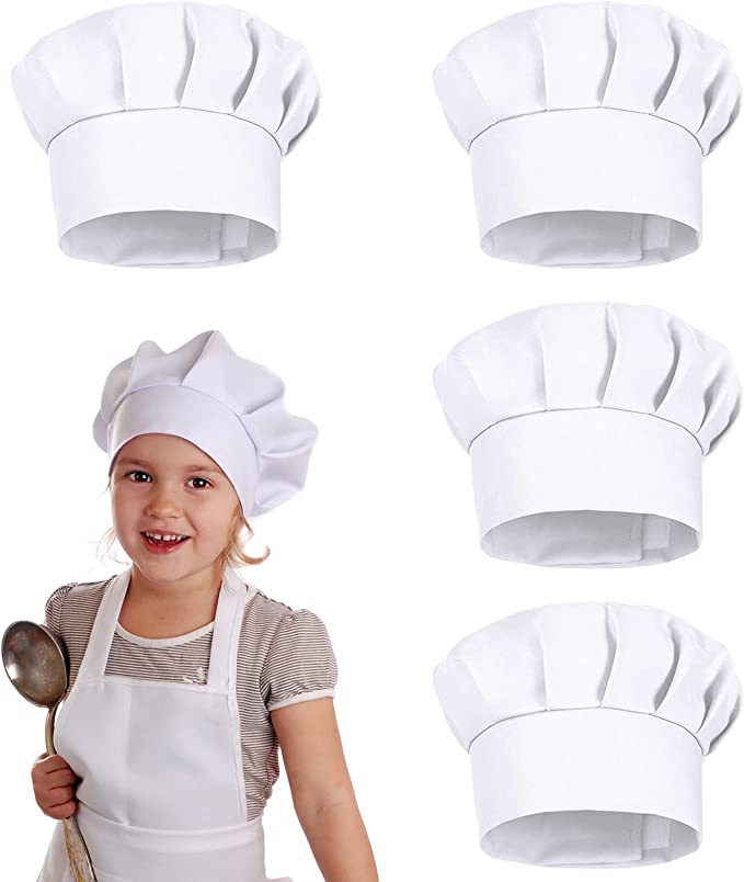 Kitchen Gadgets Sale - หมวกปาร์ตี้สีขาว 4 ชิ้น หมวกเชฟเด็ก 21 ซม.