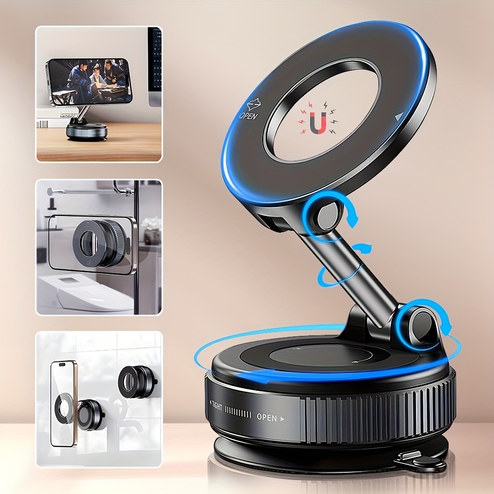 Kitchen Gadgets Online - ที่วางโทรศัพท์แบบแม่เหล็กพร้อมจุกดูดสุญญากาศ ที่ยึดโทรศัพท์แบบพับได้ ขาตั้งโทรศัพท์ในรถยนต์ ที่วางโทรศัพท์สำหรับนำทางบนแผงหน้าปัดรถยนต์