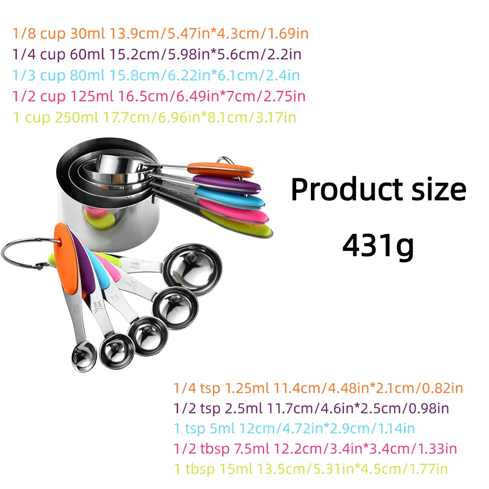 5/10 ชิ้นสแตนเลสวัดถ้วยและช้อน - Kitchen Gadgets Sale บทวิจารณ์และราคา