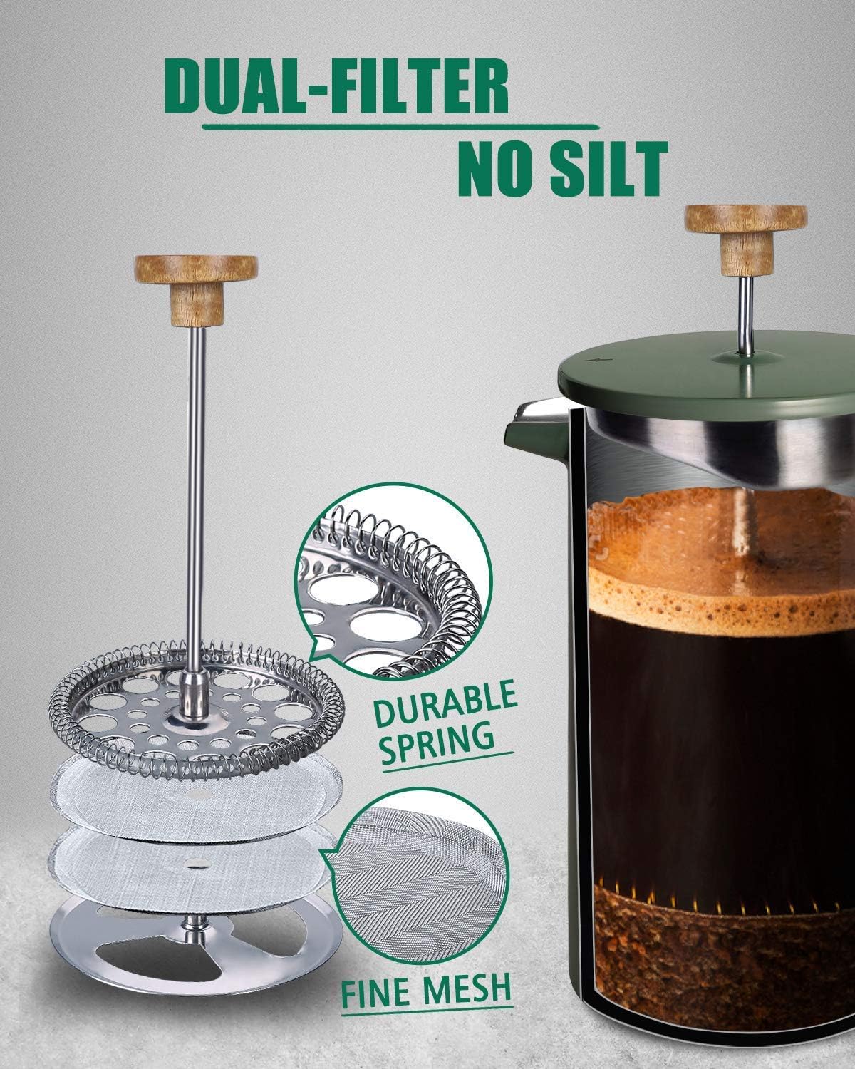 ชุดเครื่องชงกาแฟเฟรนช์เพรส POL - French Press Coffee Maker บทวิจารณ์และราคา